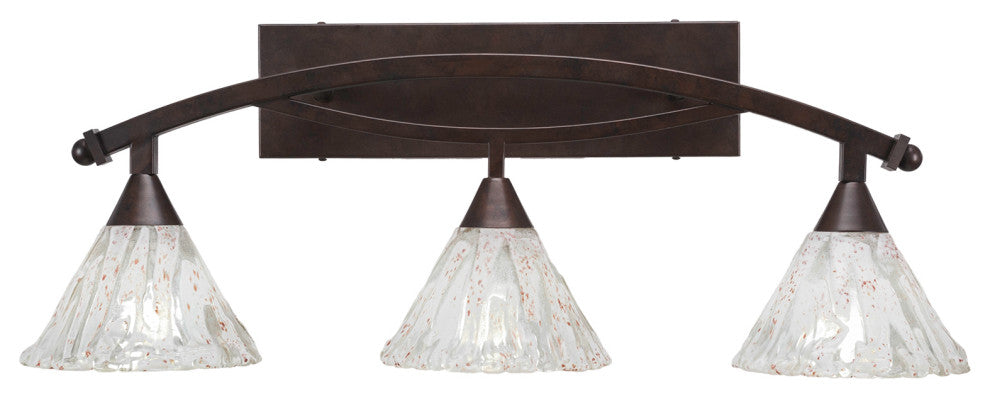 Bow 3 Light Bath Bar In Bronze, 7" Italian Ice Glass