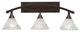 Bow 3 Light Bath Bar In Bronze, 7" Italian Ice Glass