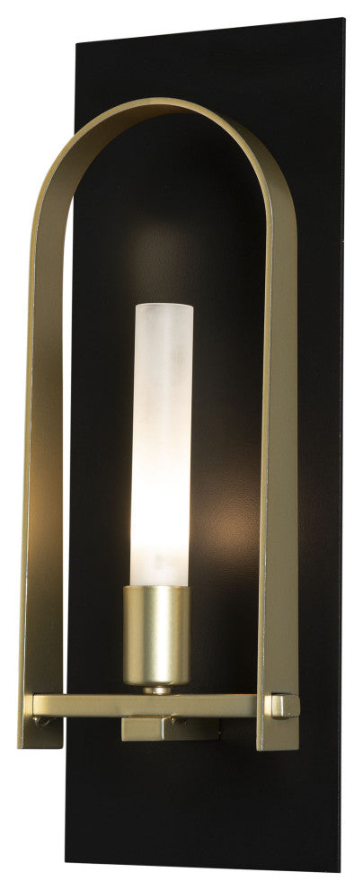 Triomphe 1-Light Sconce Black Modern Brass Accent Frosted Glass