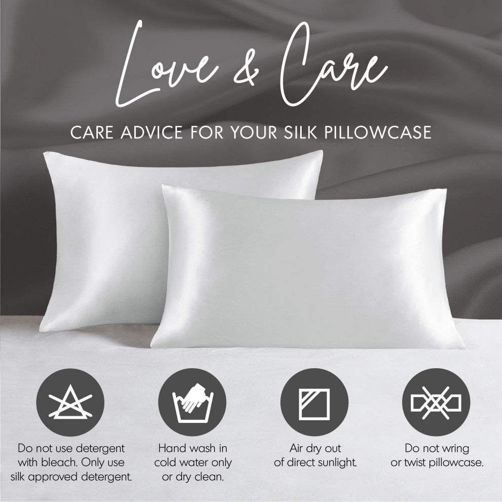 Madison Park Silk 100% Mulberry Single Pillowcase, Grey