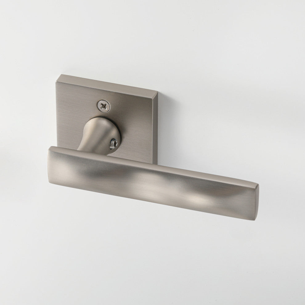 Modern Heavy Duty Designer Interior Door Lever - Essex Collection, Satin Nickel, Double Dummy