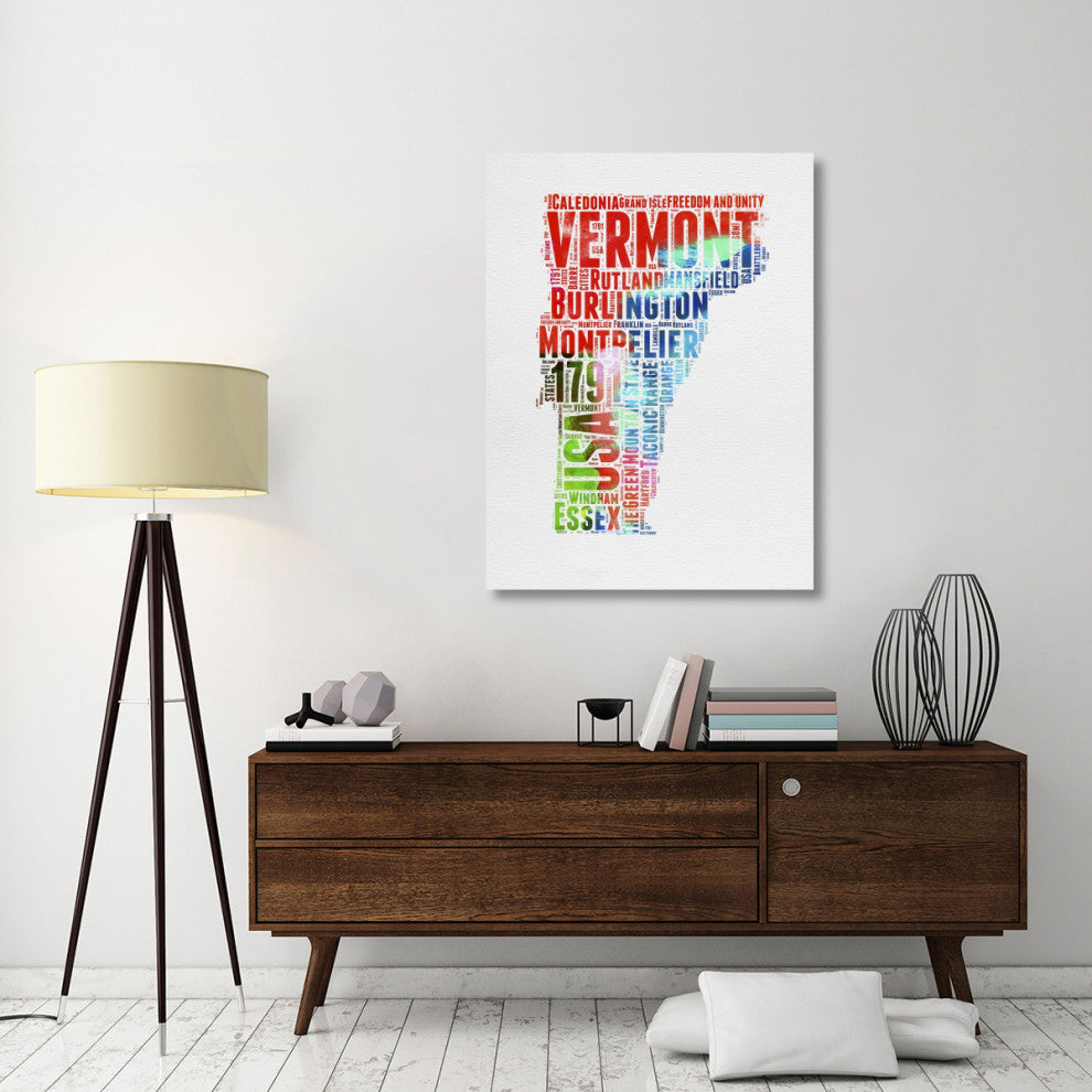 "Vermont Watercolor Word Cloud" Fine Art Print