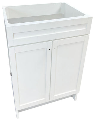 SmartFold 31" Single Sink Vanity, White With White Ceramic Top, Brushed Gold