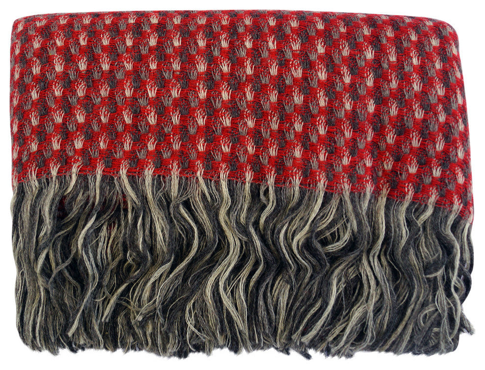 Kauri Wool Throw Blanket, Red