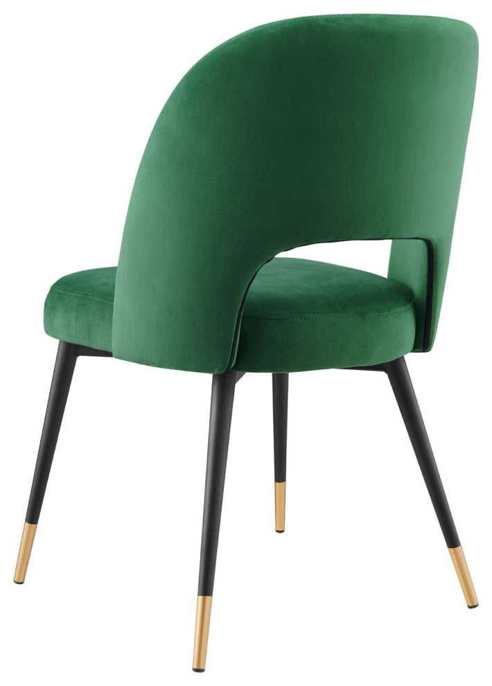 Side Dining Chair, Set of 2, Velvet, Green, Cafe Bistro Restaurant Hospitality