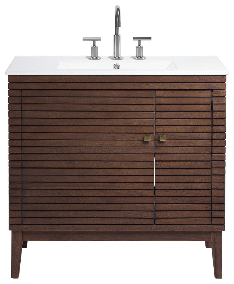 Ledger 36" Bathroom Vanity Walnut White