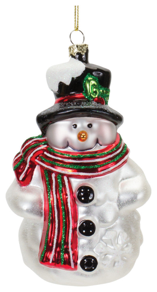 Glittered Glass Snowman Ornament, Set of 6