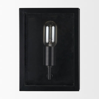 Cairn Matte Black Metal With Glass 1-Light Wall Sconce
