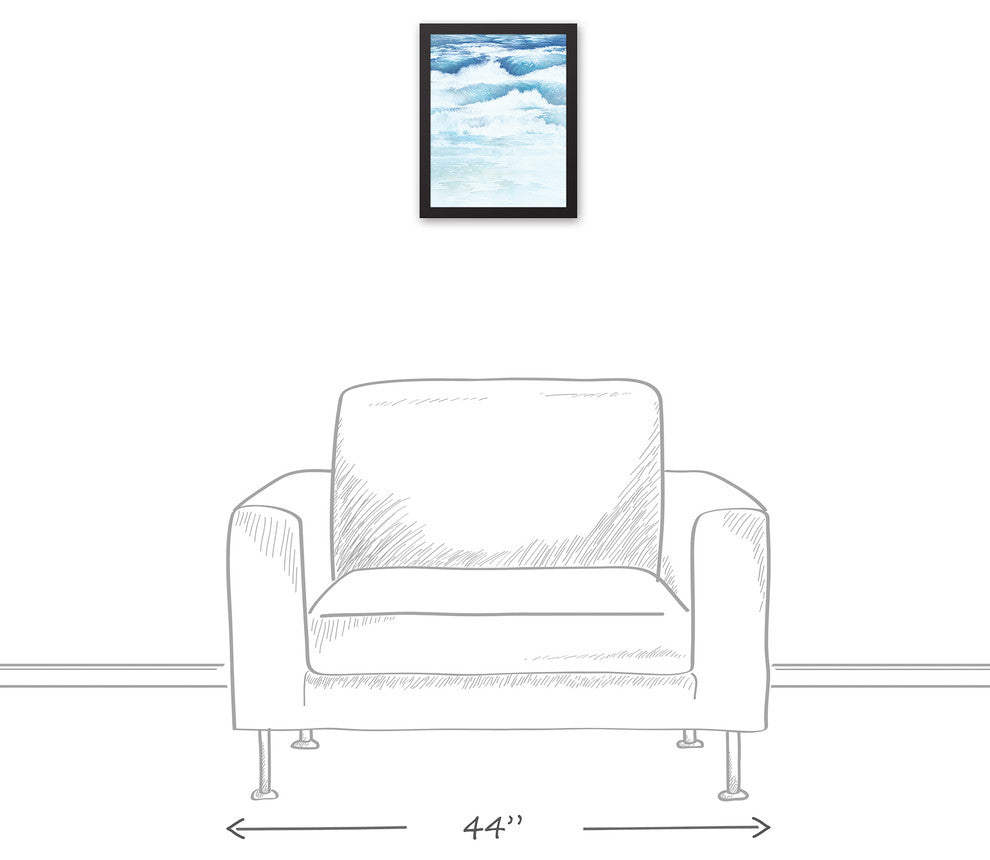 Crashing Open Waves 11x14 Black Framed Canvas
