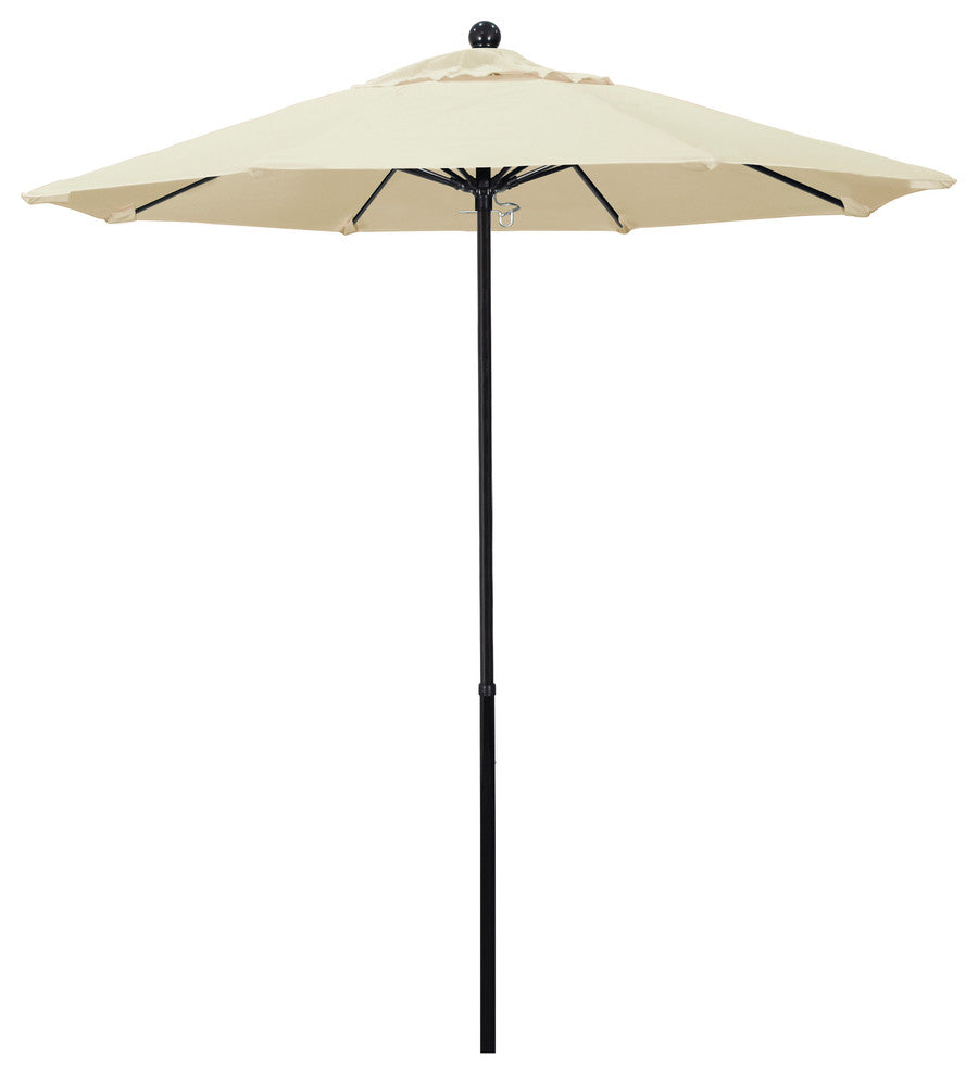 7.5'  Black Push Lift Fiberglass Umbrella, Sunbrella, Canvas