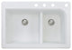 Radius 33" silQ Granite Drop-in Double Bowl Kitchen Sink with 4 Holes in White