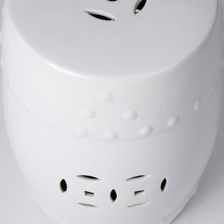 Double-Medallion Ceramic Indoor/Outdoor Garden Stool/Table in Optic White