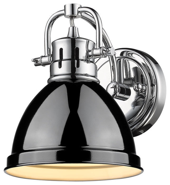 Duncan 1-Light Vanity Fixture, Chrome, Chrome/Black