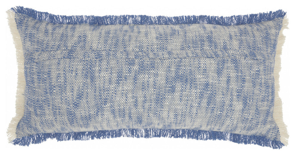 Blue and White Woven Heathered Lumbar Throw Pillow