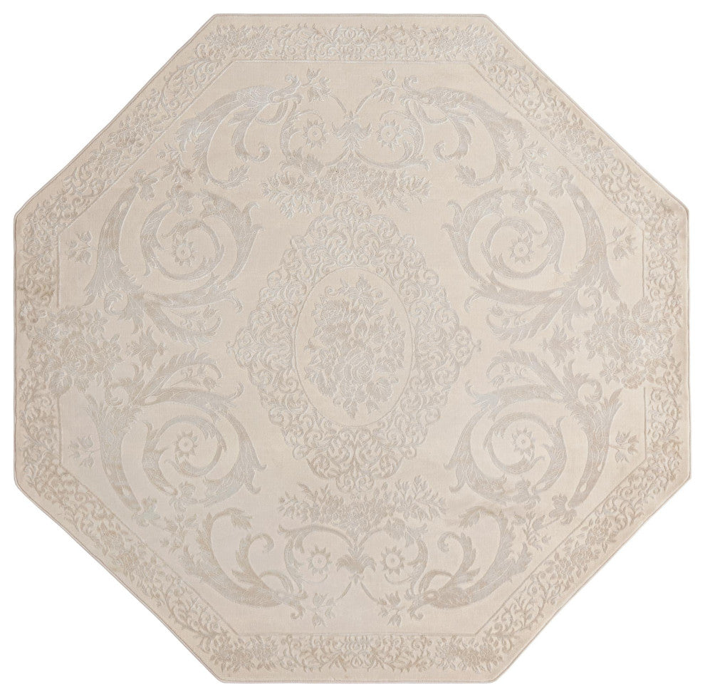 Unique Loom Diana Finsbury Rug, Ivory, 5'3"x5'3" Octagon