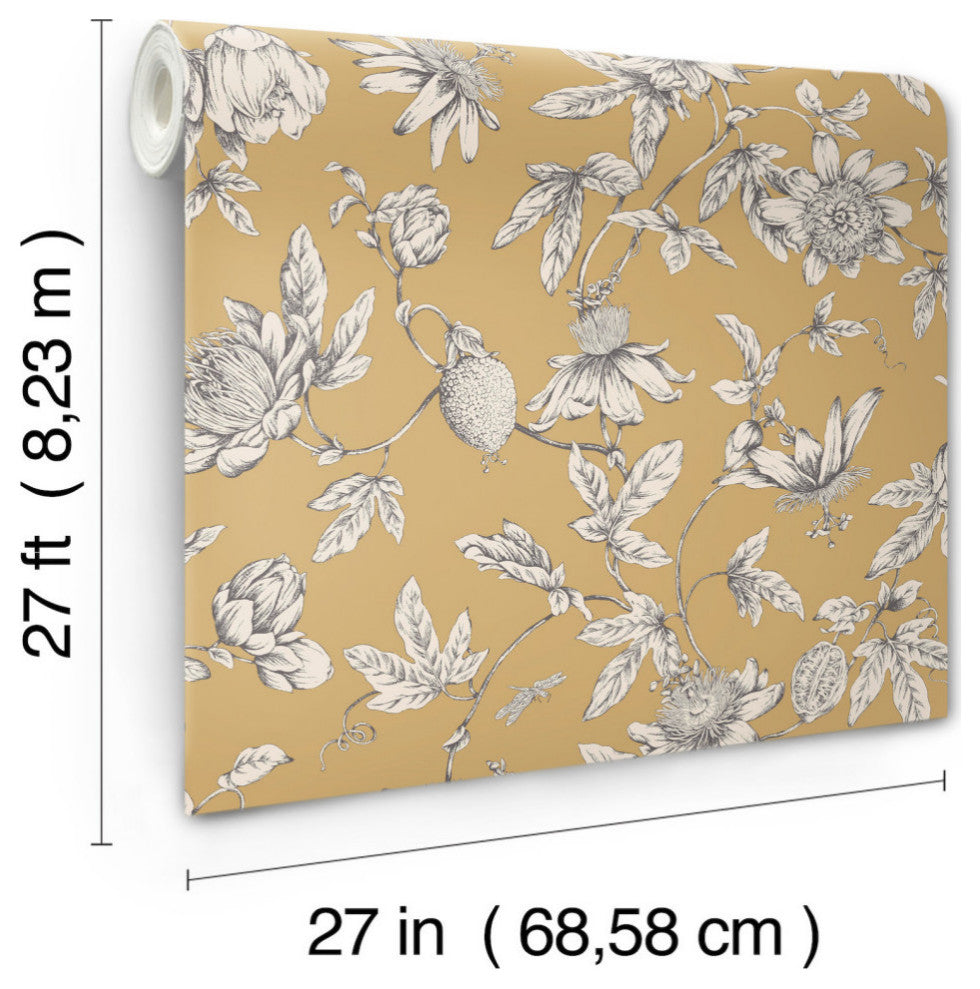 Passion Flower Toile Harvest Wallpaper