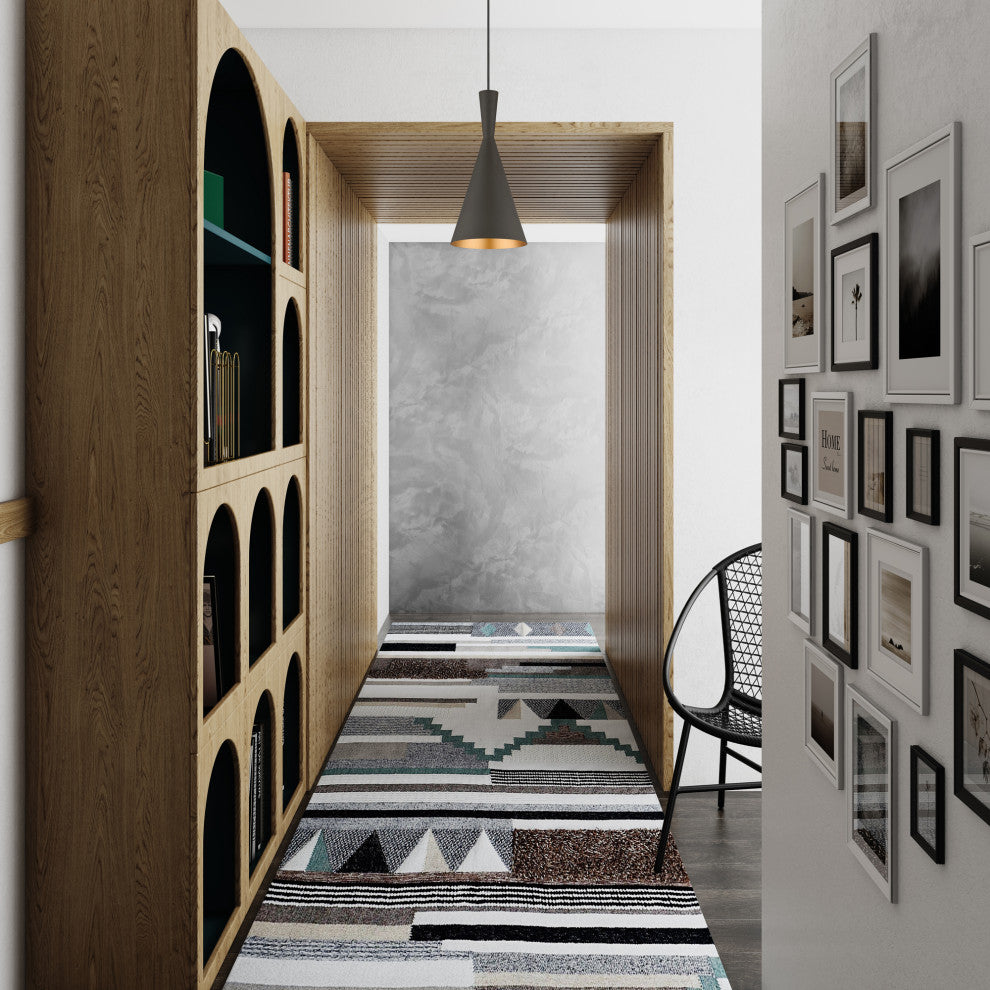 Waldorf 1-Light Bronze Pendant, Antique Brass Accents