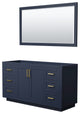 60" Single Bathroom Vanity, Dark Blue, No Countertop, Gold Trim, 58" Mirror