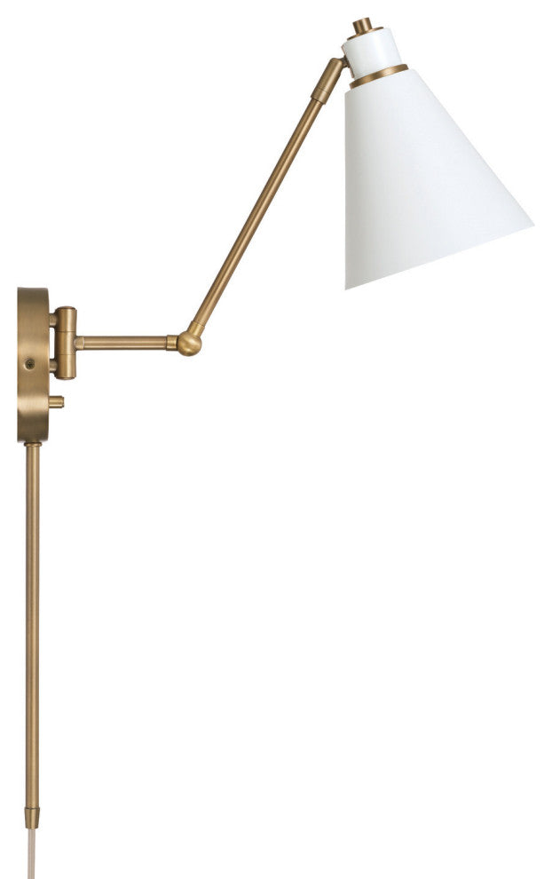 Capital Lighting 650111 Bradley 26" Tall Wall Sconce - Aged Brass / White