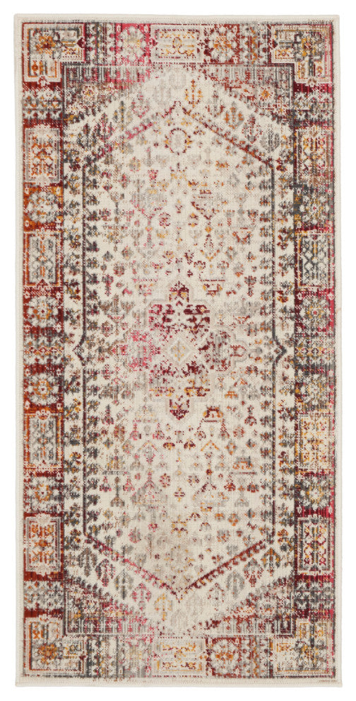 Nourison Vintage Kashan 2' x 4' Ivory Red Vintage Indoor Area Rug