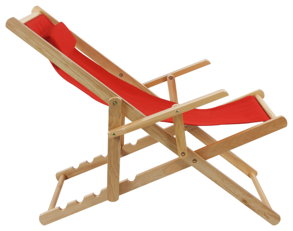 0Sling Chair Natural Frame-Red Canvas