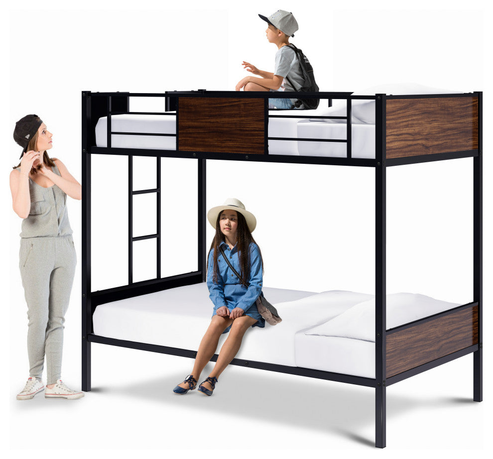 Lynfield Twin Bunk Bed In Powder Coating Black Color