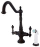 Double Handle Kitchen Faucet with White Non-Metallic Side Sprayer KS1775AL