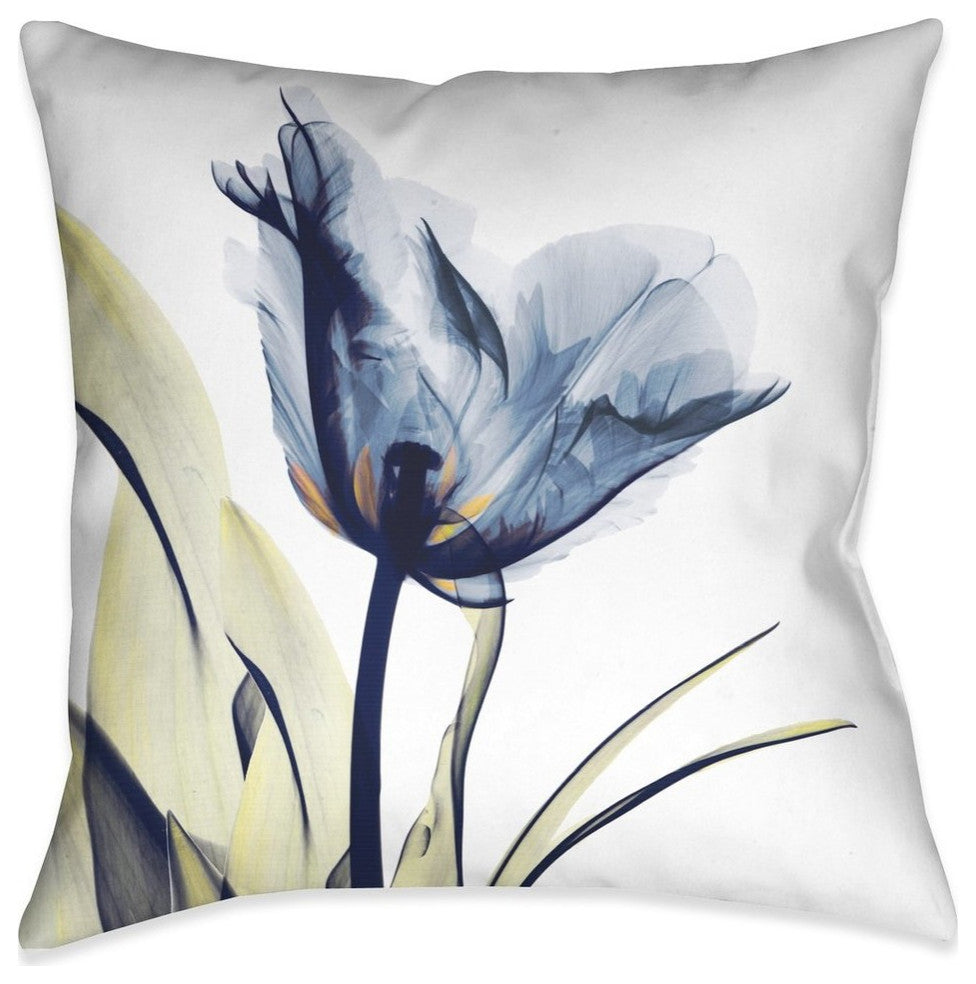 Laural Home Blue Tulip X-Ray 18" X 18" Indoor Decorative Pillow