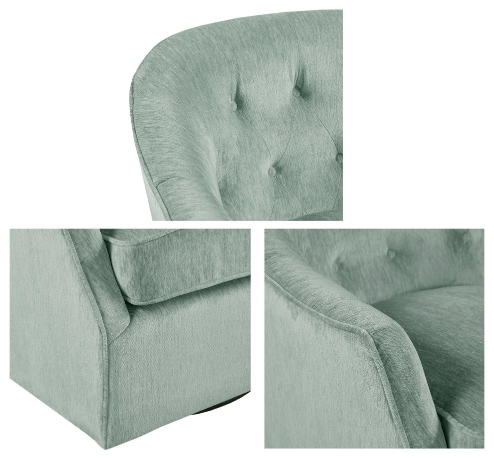 Madison Park Calvin Curved Wide Back Swivel Accent Chair, Light Green