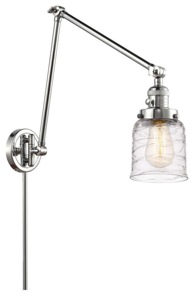 Bell Swing Arm With Switch, Polished Chrome, Deco Swirl, Deco Swirl