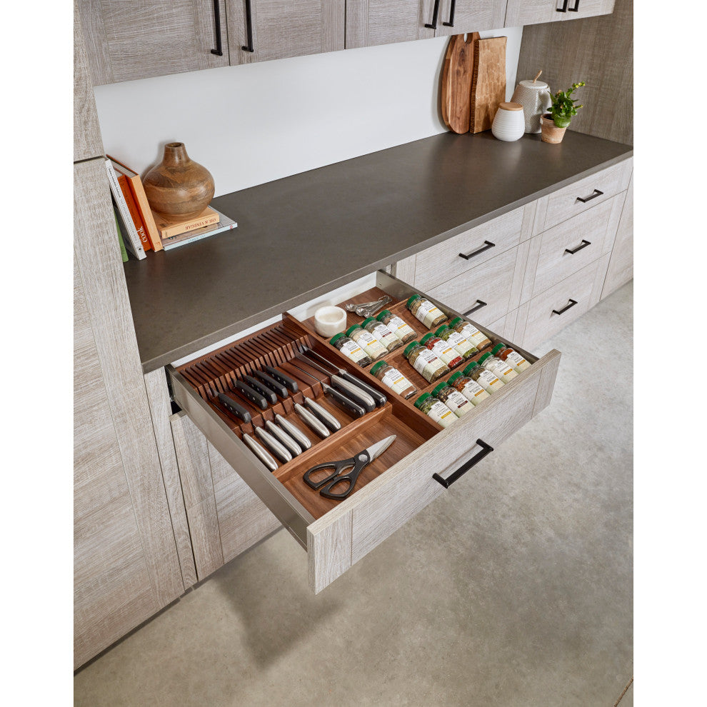 Walnut Trim to Fit Spice Drawer Insert Organizer, Walnut, 22"