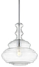 Bettina 13.37" Glass and Metal LED Pendant, Clear, Chrome