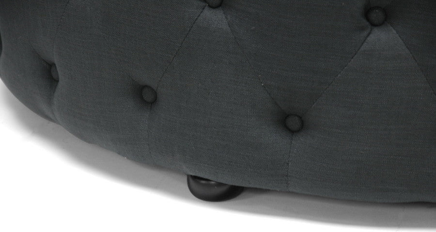 Cardiff Linen Tufted Ottoman, Gray