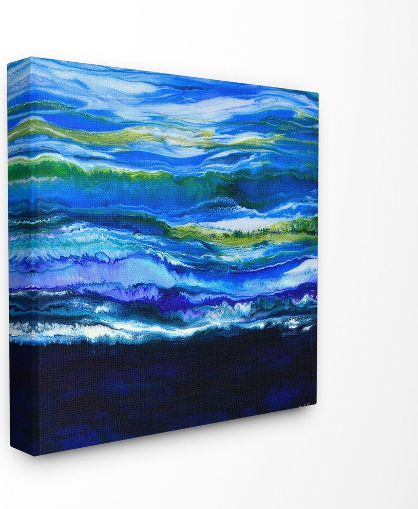 Acrylic Resin Waves Water Ocean Abstract XL Stretched Canvas Wall Art, 30"x30"