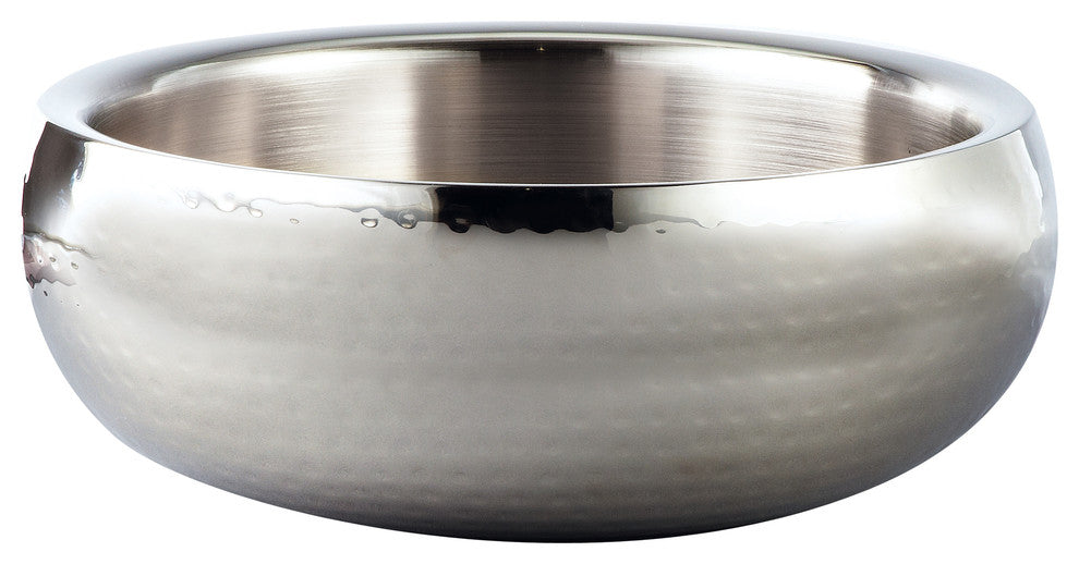 Elegance Hammered Round Stainless Steel Doublewall Serving Bowl