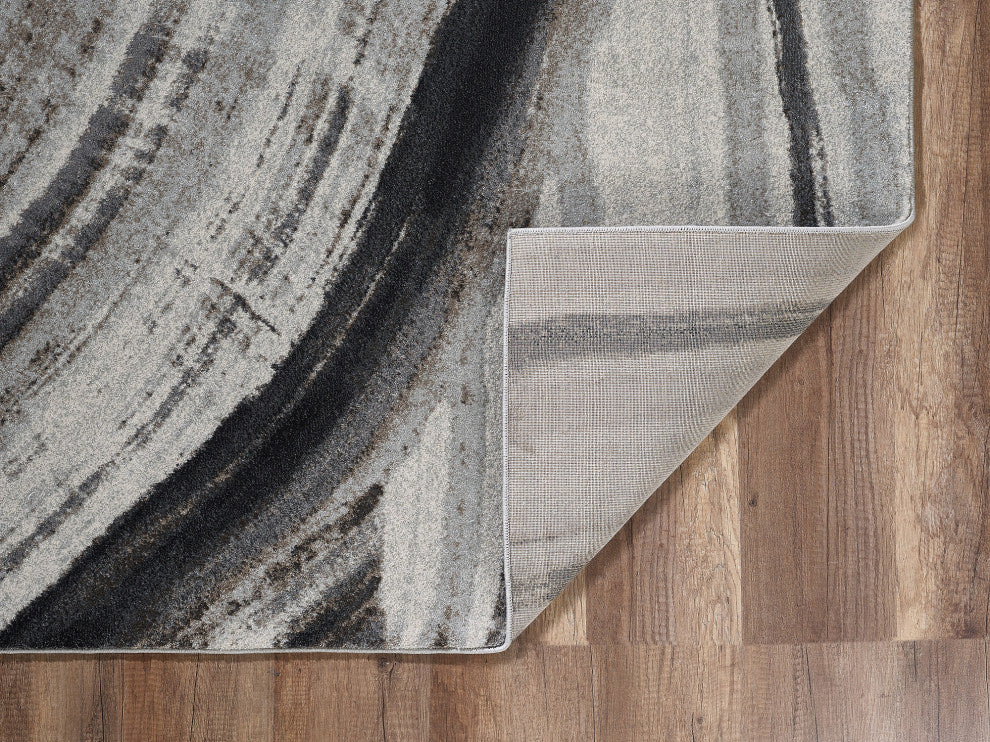 Illusions Elements Abstract Watercolor Area Rug, Ivory/Grey, 5'3 X 7'7