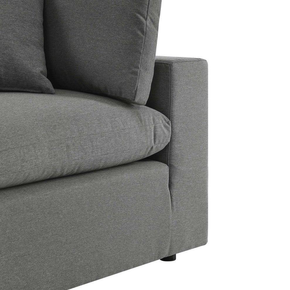 Modular Lounge Loveseat Deep Sofa, Charcoal Gray, Modern, Outdoor Patio