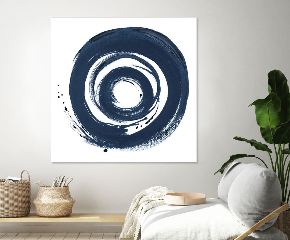African Navy Circle Abstract - 84 x 84 by Patricia Pinto