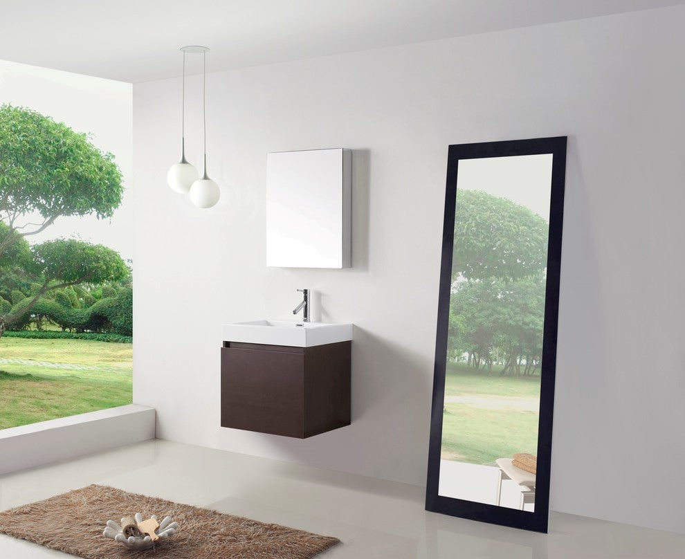 Zuri 24" Single Bathroom Vanity Set, Wenge With Polished Chrome Faucet