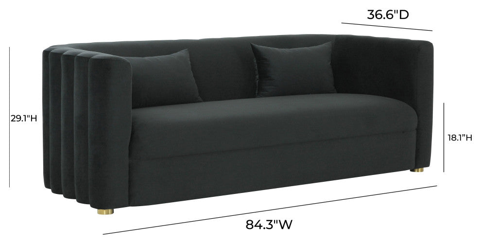 Callie Black Velvet Sofa