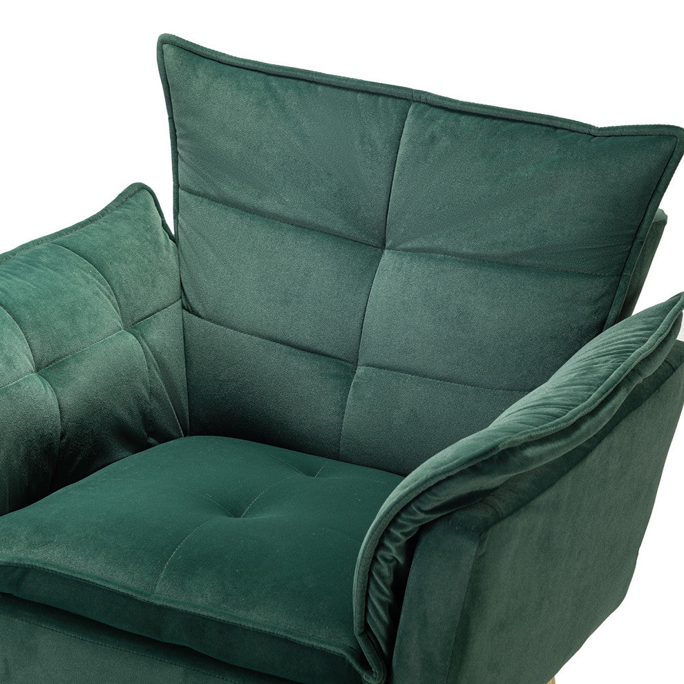 Contemporary Velvet Armchair Set of 2, Green