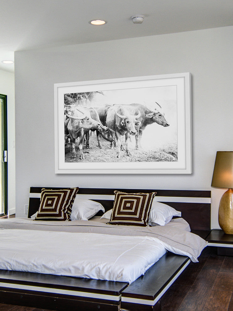 Marmont Hill, "Bovine Herd" Framed Painting Print, 18x12