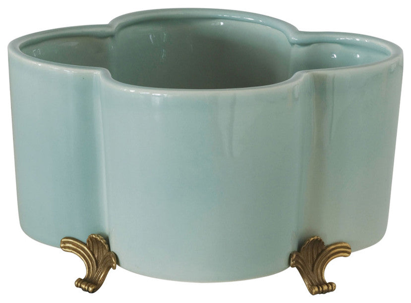 Celadon Quatrefoil Planter