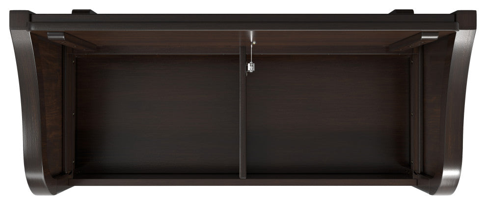 Connaught Solid Wood Entryway Storage Bench With Shelf, Chestnut Brown