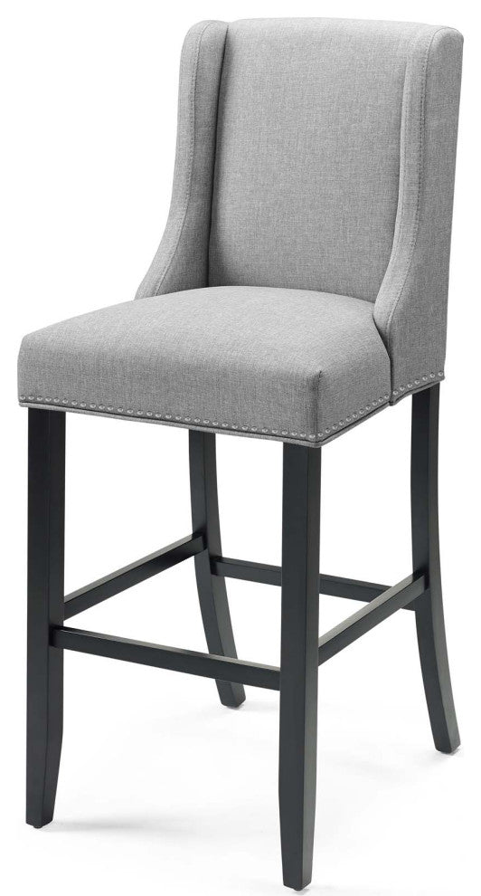 Bar Stool Chair Barstool, Set of 2, Fabric, Wood, Gray, Modern, Bar Pub