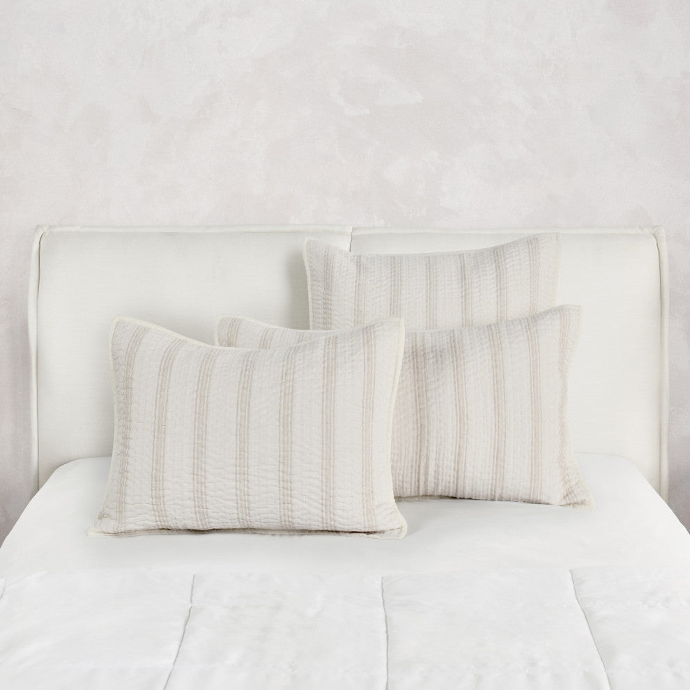 Abraham Cotton Linen Sham, Eggshell Beige, Standard Sham