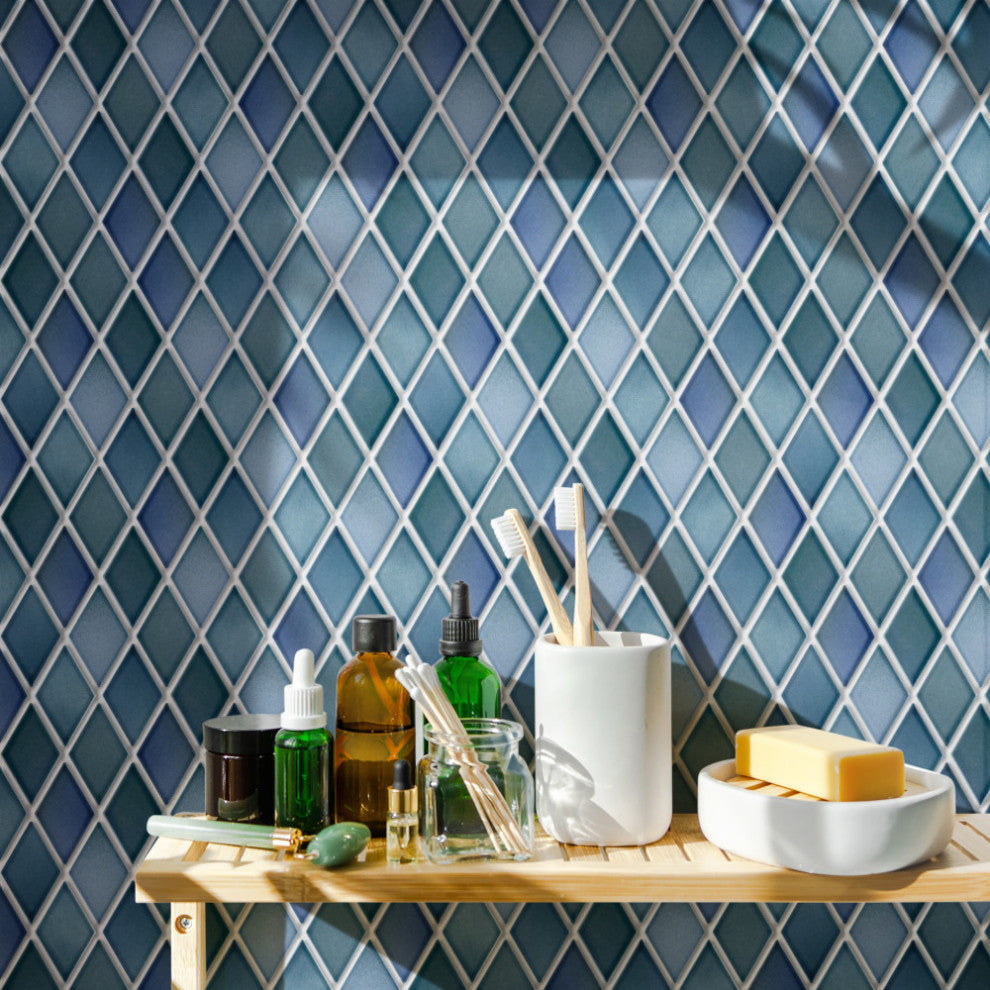 Hudson Kite Porcelain Mosaic Floor and Wall Tile, Aquamarine
