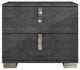 Two Drawer Wooden Nightstand With Curved handles Gray Birch