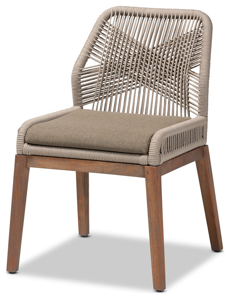 Ronnell Gray Woven Rope Mahogany Dining Side Chair