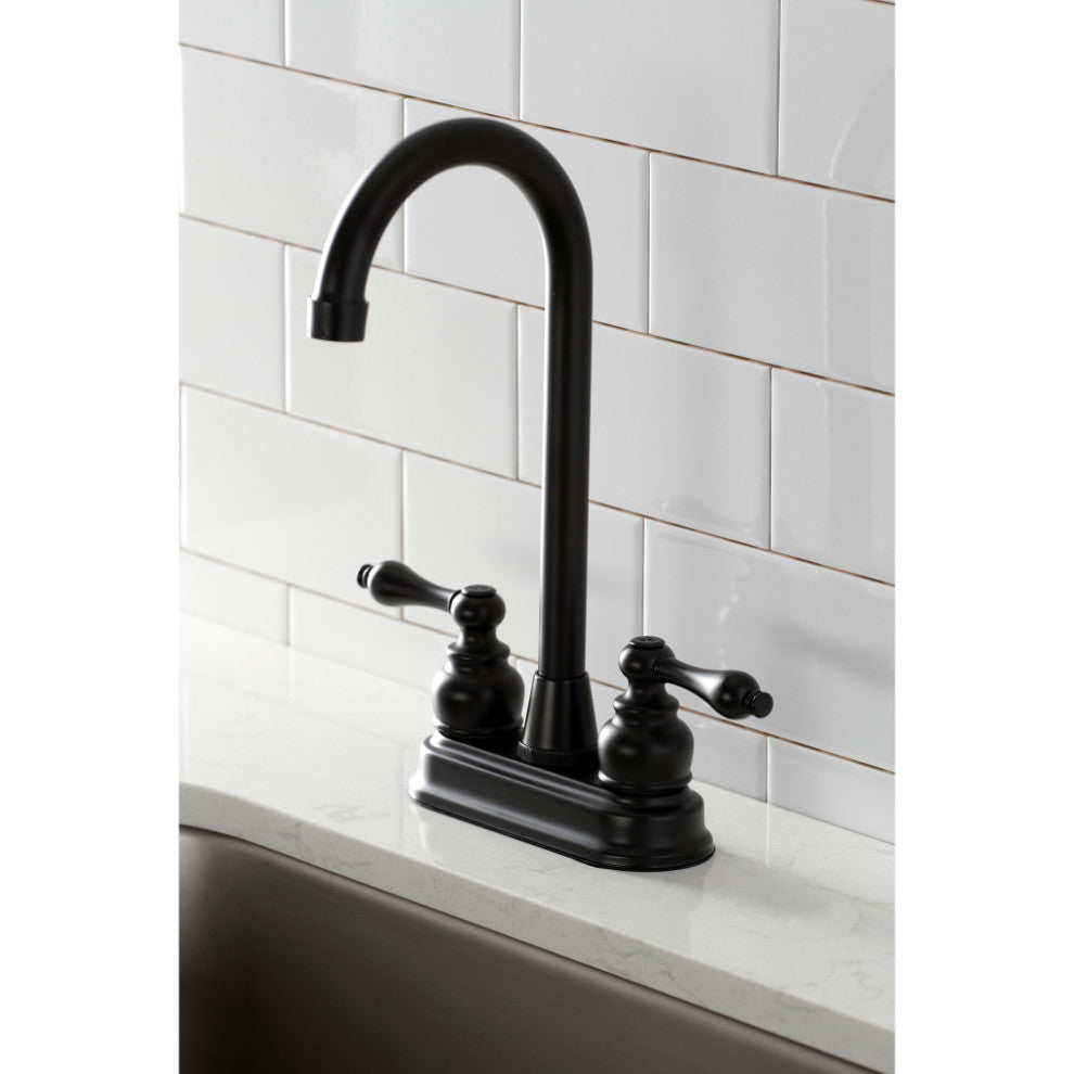 KB490AL Victorian 4" Centerset High Arch Bar Faucet, Matte Black